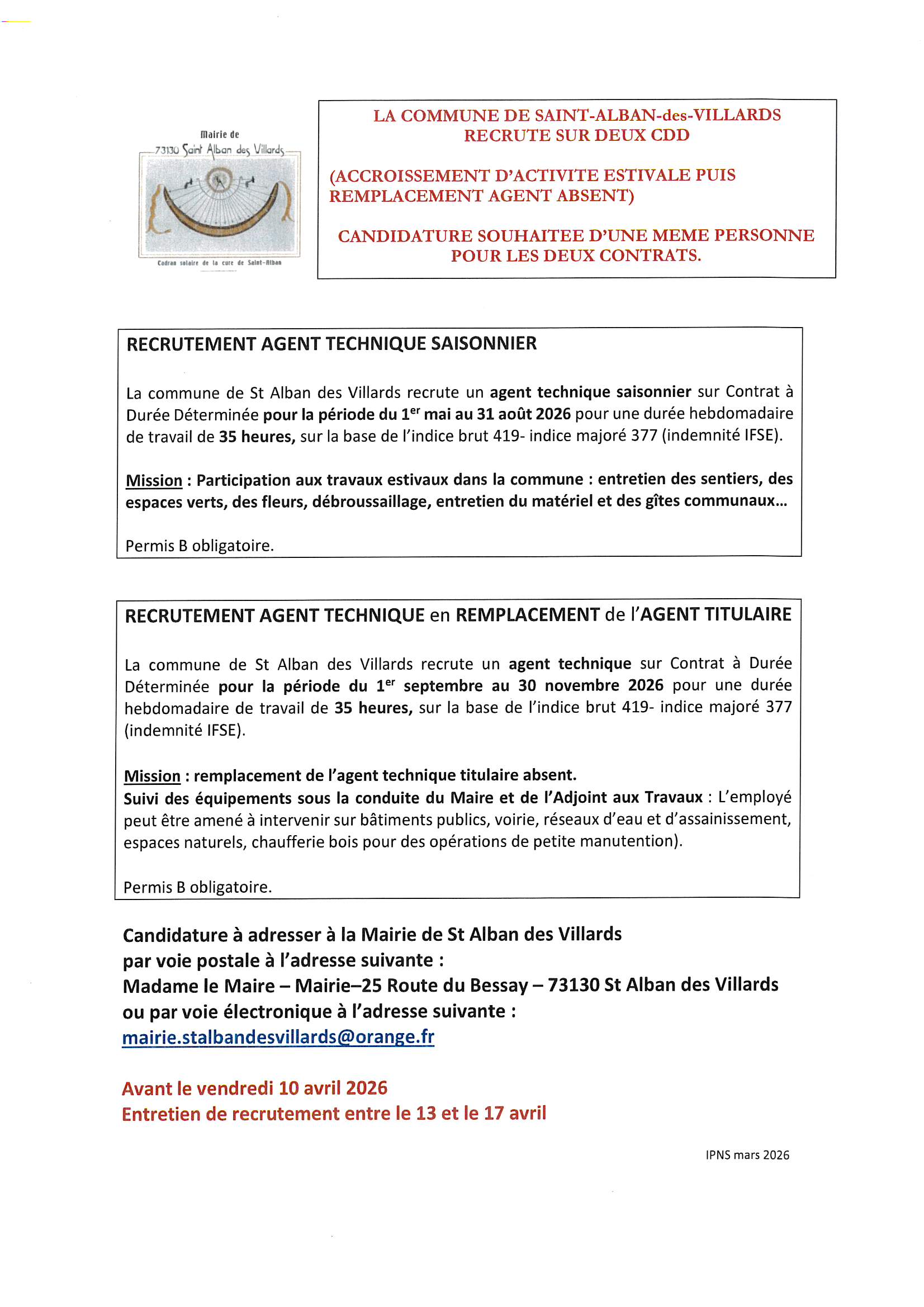 RECRUTEMENT AGENT TECHNIQUE